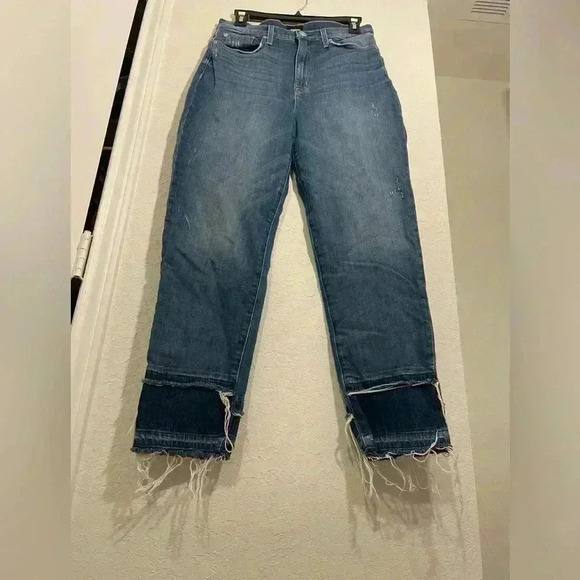 Hudson Distressed High Rise Zoeey Straight Crop Blue Jeans Womens Size 30 - Picture 3 of 8